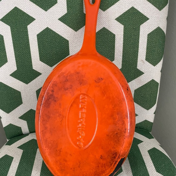 Rachel Ray cast iron, enamel fajita pan with handle, orange - Picture 4 of 7